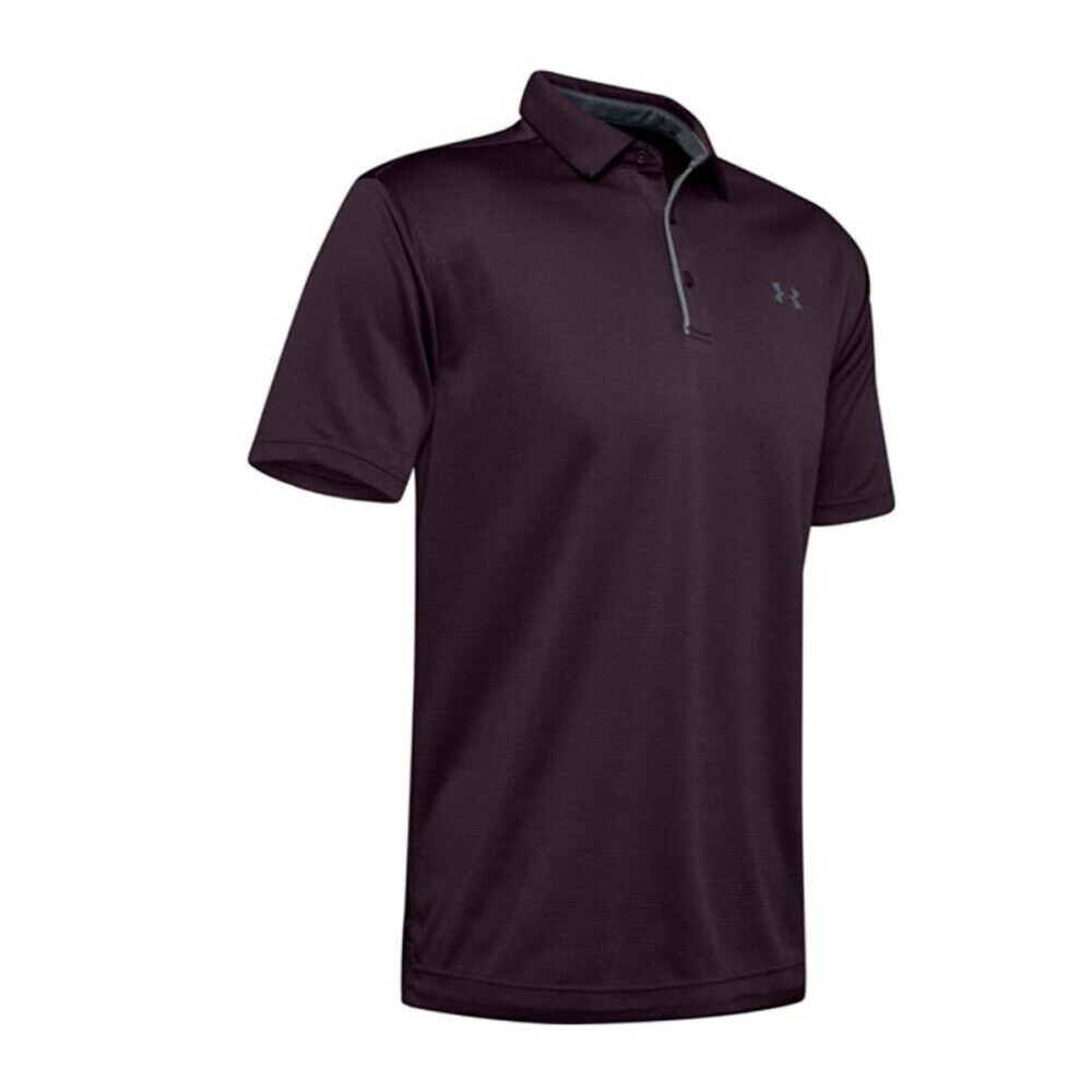 NWT Under Armour Polo Mens Shirt Maroon Grey Small